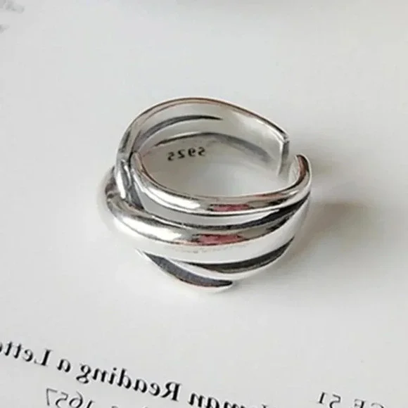 Minimalist Sterling Silver Twisted Ring Adjustable - Picture 8 of 8